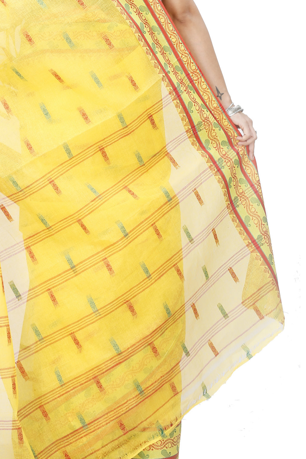 Yellow Pure Cotton Gayatri Tant Saree (944)